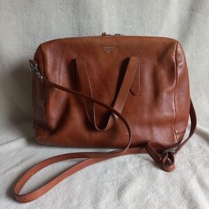 Fossil Brown Leather Handbag No Key Large